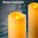 Raycare 12pcs Large Waterproof Outdoor Flameless Candle, Battery Operated LED Candles with Remote Control and Timer, Flickering Electric Fake Plastic Pillar Candles, Ivory, D 2.2" x H 4" 5" 6" 7"