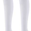 Over The Knee Socks for Women, Long Knee High Socks, Thigh High Stockings (White)