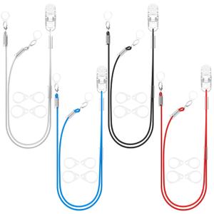 Set of 4 Hearing Aid Clips, Adjustable Hearing Aid Lanyard Anti-Lost BTE Clip String with 12 Pairs Silicone Loops, Hearing Protection Accessories for Adults & Kids, Binaural, 4 Colors