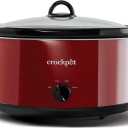 Crock-Pot 8-Quart Manual Slow Cooker, XL Family Size Serves 10+ People, Removable Stoneware with Warming Setting, Dishwasher Safe for Easy Cleanup, Red