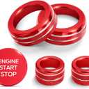 for 2024 2025 2026 Hyundai Sonata Accessories 5-Piece Aluminum Knob Cover Trim Set (Red) for Push Start Button, AC & Volume Switches, Interior Upgrade, Knob Protection
