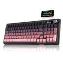 RedThunder K95 Wireless Mechanical Keyboard,TFT Screen & Knob, Trip-Modes Connection, Gasket Custom Hot-Swap Keyboard, RGB Backlit, Pre-lubed Linear Switches, Side Printed PBT Keycaps, Gradient Pink