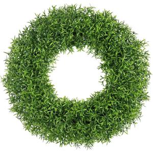 24Inch Spring Wreaths for Front Door OutsideGreen Wreath Boxwood Wreaths Realistic Spring Summer Front Door Wreath for Wall Window Porch Farmhouse Garden Wedding Party Home Decor