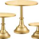 HBlife 3 PCS Gold Cake Stand Set (8"/10"/12" Plate) for 610 Inch Cakes, Dessert Table Display Set, Cupcake Stand for Party, Wedding, Birthday, Baby Shower, Anniversary (Metal)