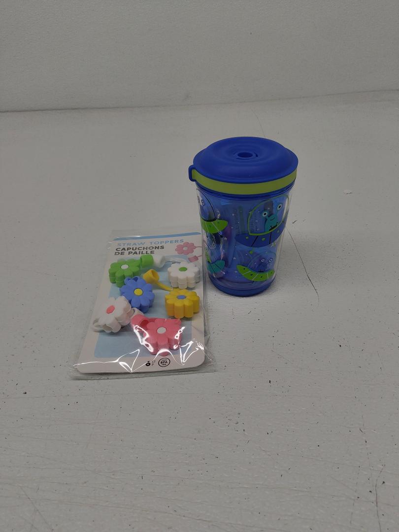 Pack of 2 Straw Toppers and Tumbler