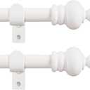 White Curtain Rods for Window 28 to 48 Inch, 2 Pack 5/8 Inch Heavy Duty Curtain Rods Adjustable with Brackets, Easy Installation, Suitable for Bedroom, Living Room, Kitchen