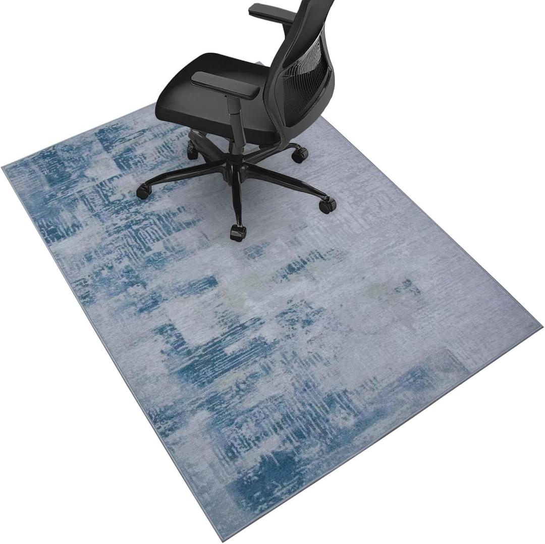 48" x 36" Office Chair Mat for Hardwood Floor, Desk Chair Mats for Rolling Chairs, Anti-Slip Rug Floor Mat for Office Home (Blue)