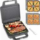 FineMade 3 in 1 Panini Grill Press with 3 Removable Plates, Breakfast Sandwich Maker, Electric Griddle Panini Press, Grilled Cheese Maker, Sandwichera Electrica, Belgian Waffle Maker