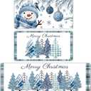 Dunzy 3 Pcs Winter Snowman Snowflake Christmas Kitchen Rugs and Mats Set Kitchen Floor Mats Seasonal Decor Anti Slip Xmas Tree Buffalo Plaid Cushion Case Bathroom Rug for Indoor Holiday Decoration