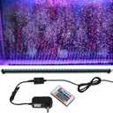 Submersible Aquarium Light, Fish Tank Light with Air Bubble Hole, RGB Color Changing Brightness Adjustable IP68 Waterproof Remote Control LED Light for Aquarium Fish Tank 35 inch
