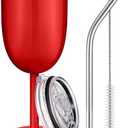 Ninehaoou Insulated Wine Tumbler with Lid Straw Brush 10oz Stainless Steel Glasses Cups Double Walled Vacuum Insulated Wine Tumbler for Christmas Women Men Holiday Birthday Gifts (Red,1 Pc)