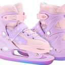 OBENSKY 4 Adjustable Kids Ice Skates for Girls Boys, Blades Iceskates Youth Ages 3-12, Pink & Blue Warm Ice Skating Shoes for Outdoor and Rink, Soft Padding and Reinforced Ankle Support