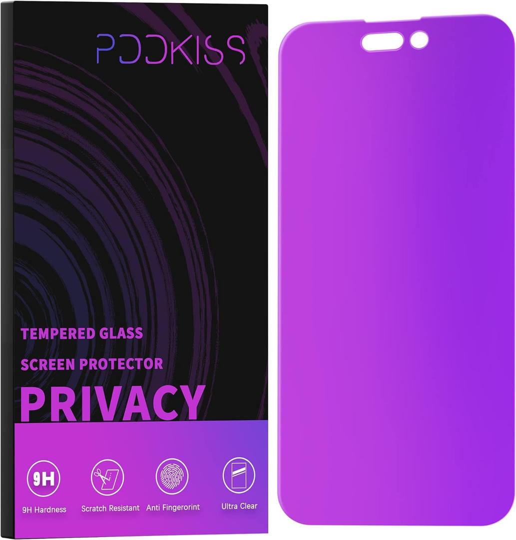 Compatible for iPhone 14 Pro Privacy Screen Protector 6.1 Inch, Purple Gradient Colorful Anti Spy Anti Blue Light HD Screen Protector Tempered Glass Easy Installation (iPhone 14 Pro - 6.1 inch)