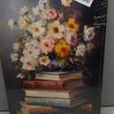 Moody Flower Books Canvas Wall Art, Vintage Spring Wildflowers Poster Prints Dark Academia Floral Gallery Wall Decor Picture Easter Flower Paintings Artwork for Bedroom Living Room Decoration (24"L x 16"W)