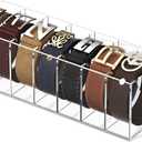 FEMELI Belt Organizer, Acrylic 7 Compartments Container Storage Holder, Clear Display Case for Closet Tie and Bow Tie