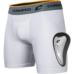 CHAMPRO Compression Boxer Shorts with Athletic Cup (Medium, White)