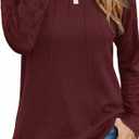 Women Long Sleeve Shirts Casual Tops Dressy Blouses Fashion Pleated Tunic (Small) Red