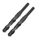 uxcell 2pcs Reduced Shank Drill Bits 15mm Black Nitride Coated High Speed Steel HSS 9341 with 1/2 Inch Straight Shank, Twist Drill Bit for Stainless Steel Alloy Metal Plastic