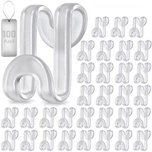 100Pcs Clothes Hanger Connector Hooks, Plastic Space Saving Heavy Duty Hanger Extender Clips for Closet Organizers, Clear