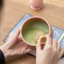 Sisher Pink Matcha Whisk Set - 5 Piece Ceramic Japanese Matcha Tea Set with Bamboo Whisk (Chasen), Bowl (Chawan), Holder & Scoop - Cute Matcha Making Starter Kit & Tea Gifts for Women