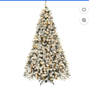 7.5 ft Prelit Premium Snow Flocked Hinged Artificial Christmas Tree with 450 Lights