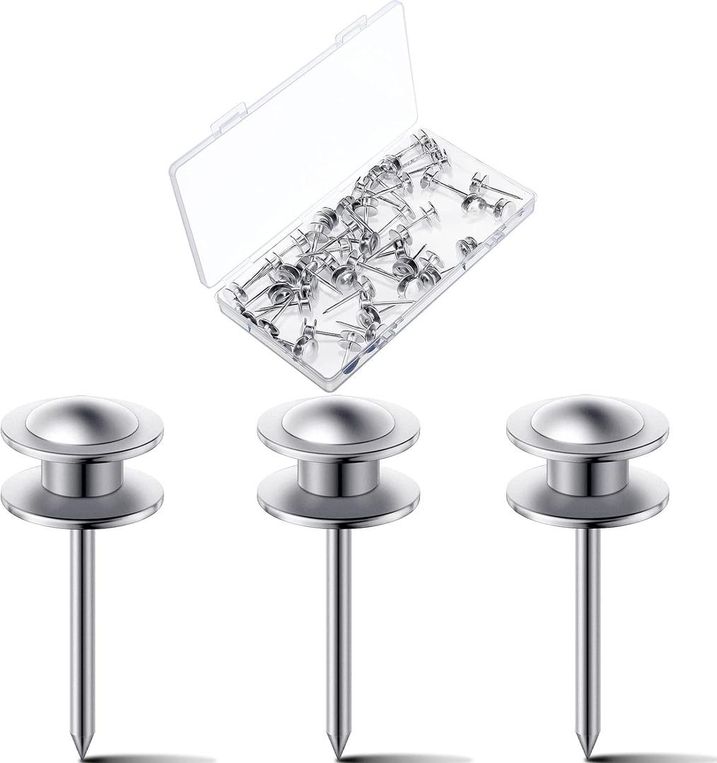 Hotop 25 Pcs Double Headed Picture Hangers Nails Small Head Hanging Nails Picture Photo Hanging Hook Pins Decorative Nail Hook Hangers for Home Office School (Silver)