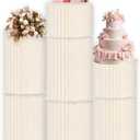 Foldable Cylinder Pedestal Stand for Parties 7pcs Columns Pedestal Display Stands Round White Cylinder Column Table Roman Pillar for Wedding Birthday Baby Shower Party Decor
