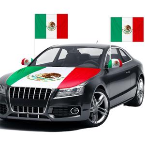 BBTO Set of 3 Mexican Flags Car Accessories, Included Mexico Flag Car Hood Cover, Side View Mirror Covers and Mexico Flag Universal Fit for Trucks, Suv
