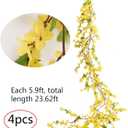4pcs 23.6ft Forsythia Garland Artificial Flower Garlands Spring Garland for Mantle Fake Hanging Flower Vines Home Wall Home Party Wedding Indoor Outdoor Bedroom Wedding Decoration