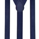 2 x Trilece Navy Blue Suspenders for Boys Kids Girls and Toddlers Baby - Adjustable Elastic 1 inch Wide Y Shape Suspender Strong Clips(5 Months to 6 Years, Navy Blue)