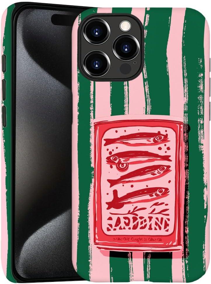 Case for iPhone 15 Pro,Italian Retro Fish Minimalist Phone Case Slim Silicone Shockproof Cover for Girls WomenFrosted & Durable