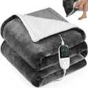 Heated Blanket Electric Throw 52"X60",Electric Blanket with Foot Pocket,6 Heat Settings & 1-10 Hours Time Settings Auto-Off,Machine Washable Heating Blanket for Home and Office (Gray)