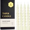 Beeswax Taper Candles Set of 4,Spiral Taper Candle Dripless Short Candle Sticks for Dinner Wedding Party Christmas Home Decorations - 7 inch in Height- Off White