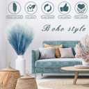 KALYLOC 8Pcs 35.4 Blue Colorful Faux Pampas Grass, Fluffy Artificial Bulrush Branches Boho Decor, Filler Tall Pampas Grass Reed Fluffy Stems for Living Room Wedding Decoration