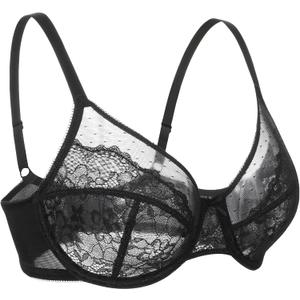 Wirefree Lift Everyday Mesh Bras for Big Bust (Black,36DD)