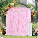 Pink Backdrop Bow Birthday Party Backdrop - 6ft x 8ft DIY Photo Booth Props Background Curtains Drapes for Girls Baby Shower Easter Spring Photoshoot Decorations