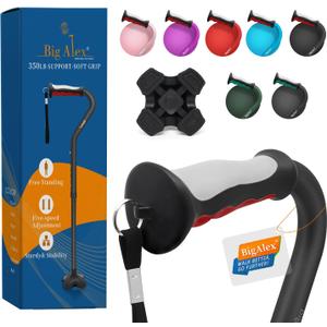 BigAlex Collapsible Walking Cane for Men & Women, Adjustable Stability Stick for Mobility, Heavy Duty, Foldable, Lightweight, Portable Travel Aid with Comfortable Offset Handle for Seniors & Adults (Black-Red)