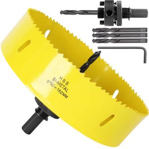 6-3/8 Inch Hole Saw with Heavy Duty Arbor, 6 3/8Recessed Lighting Hole Saw with 1-1/2 Inch Cutting Depth, Bi-Metal Hole Cutter for Smoothly Cutting Ceiling Tile Drywall Plywood Plaster Metal Plastic