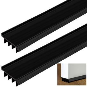 Innconee 2 Pcs 3 Feet Black Vinyl Door Bottom Adjustable Weatherstrip Door Bottom with Drip Cap Weatherproof Under Doors Seal for Gaps from 1/4'' to 9/16'' for 1 3/4'' to 2'' Thick Doors