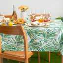 YiHomer Indoor Outdoor Tabletop for Spring Summer Decorations, Picnics and Dinner Parties - Stain and Water Resistant, Palm Leaves Dream, Zipper Tablecloth, 60 x 84 Rectangle with Umbrella Hole