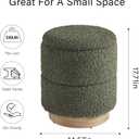 Get Set Style Round Ottoman with Storage, Modern Boucle Ottoman Upholstered Foot Stool with Wood Base, Vanity Stool Chair, Footrest Extra Seat for Living Room Bedroom Entryway (Olive Green), 14.6"D x 14.6"W x 17.7"H
