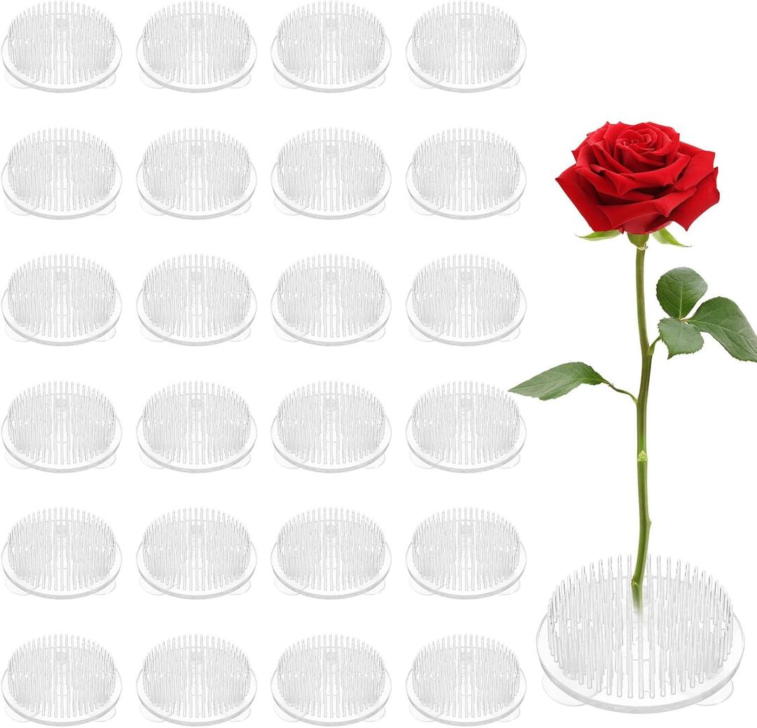 24 Pcs Plastic Flower Frogs for Arrangements Vase, Frog Flower Holder with Pins, Floral Frogs for Arrangements, Transparent Pin Frog for Flowers, for Wedding/Party Decor(2.75" Diameter)