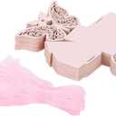 Cyrank Laser Cut Boxes, 100Pcs Cute Party Favor Boxes Wedding Candy Boxes Party Wedding Favor Ribbon Candy Boxes Party Favors for Wedding(Pink)