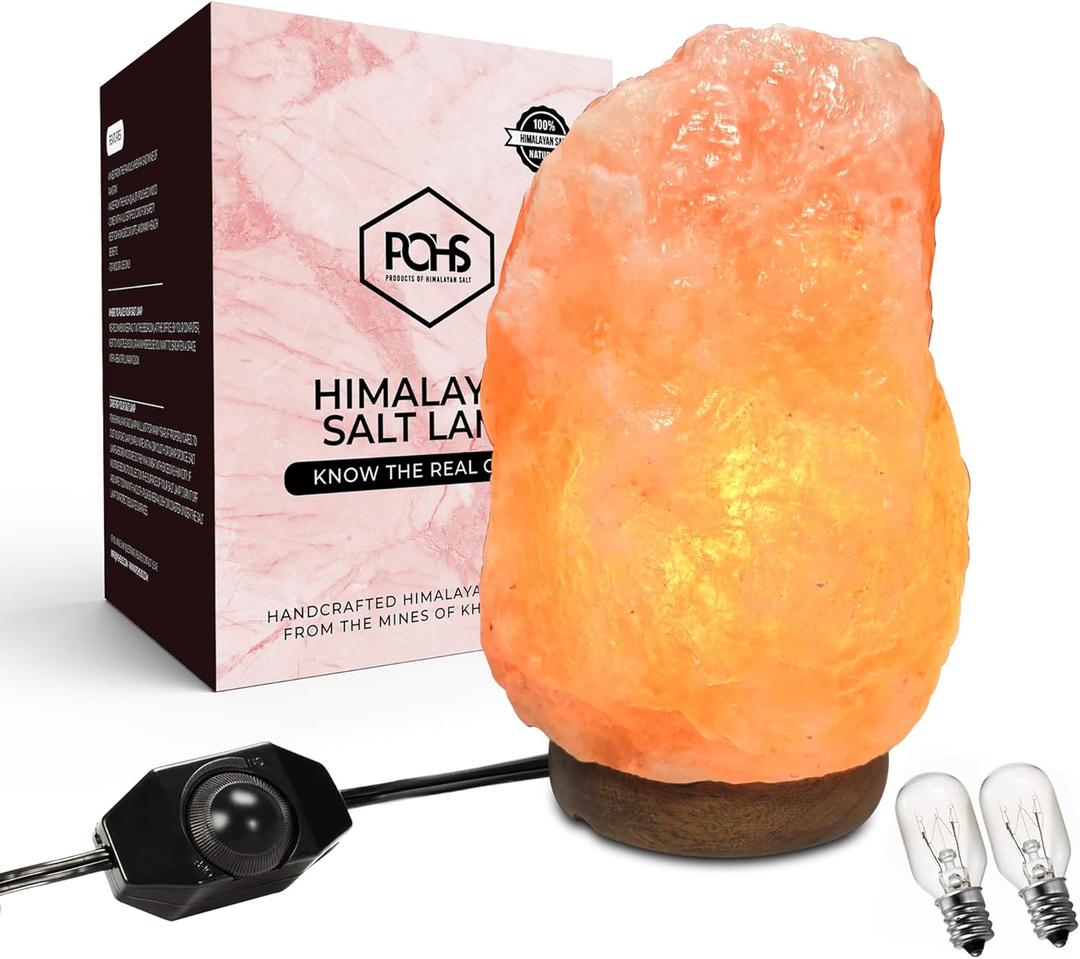 10-12 Inches Tall- Extra Large,11-15 lbs, 100% Authentic Natural Himalayan Pink Salt Lamp, Hand Crafted Wooden Base, Bulb Replacement Included