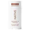 Native Sensitive Deodorant Contains Naturally Derived Ingredients, 72 Hour Odor Control | Deodorant for Women & Men, Aluminum Free with Baking Soda, Coconut Oil and Shea Butter, Coconut & Vanilla