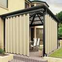 BONZER Wide Waterproof Outdoor Curtains for Patio Heavy Privacy Light Filtering Grommet Outside Curtains for Porch, Pergola, Gazebo, 1 Panel, 110W x 108L inch, Cream