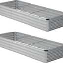 10x2x1 Ft (2 Pack) Galvanized Raised Garden Bed, Outdoor Planter Box Metal Patio Kit Planting Bed for Vegetables Flowers and Succulents,Silver