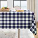 Softalker Gingham Checkered Tablecloth Rectangle - Outdoor Waterproof Buffalo Plaid Table Cloth, Stain Resistant Washable Table Cover for Picnic, Camping, Dining - Navy Blue and White, 60 x 102 Inch