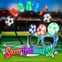 2 x BODIY Soccer Headband Set Football Fan Headbands Sport Party Glasses Patriotic Hair Accessories Sets Glitter Game Head Band for women (Goal)