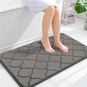 OLANLY Memory Foam Bath Mat Rug 36x24, Ultra Soft and Absorbent Bathroom Rugs, Non-Slip, Comfortable, Machine Washable Bath Carpet for Bathroom Floor, Tub, Shower and Home Decor Accessories, Taupe